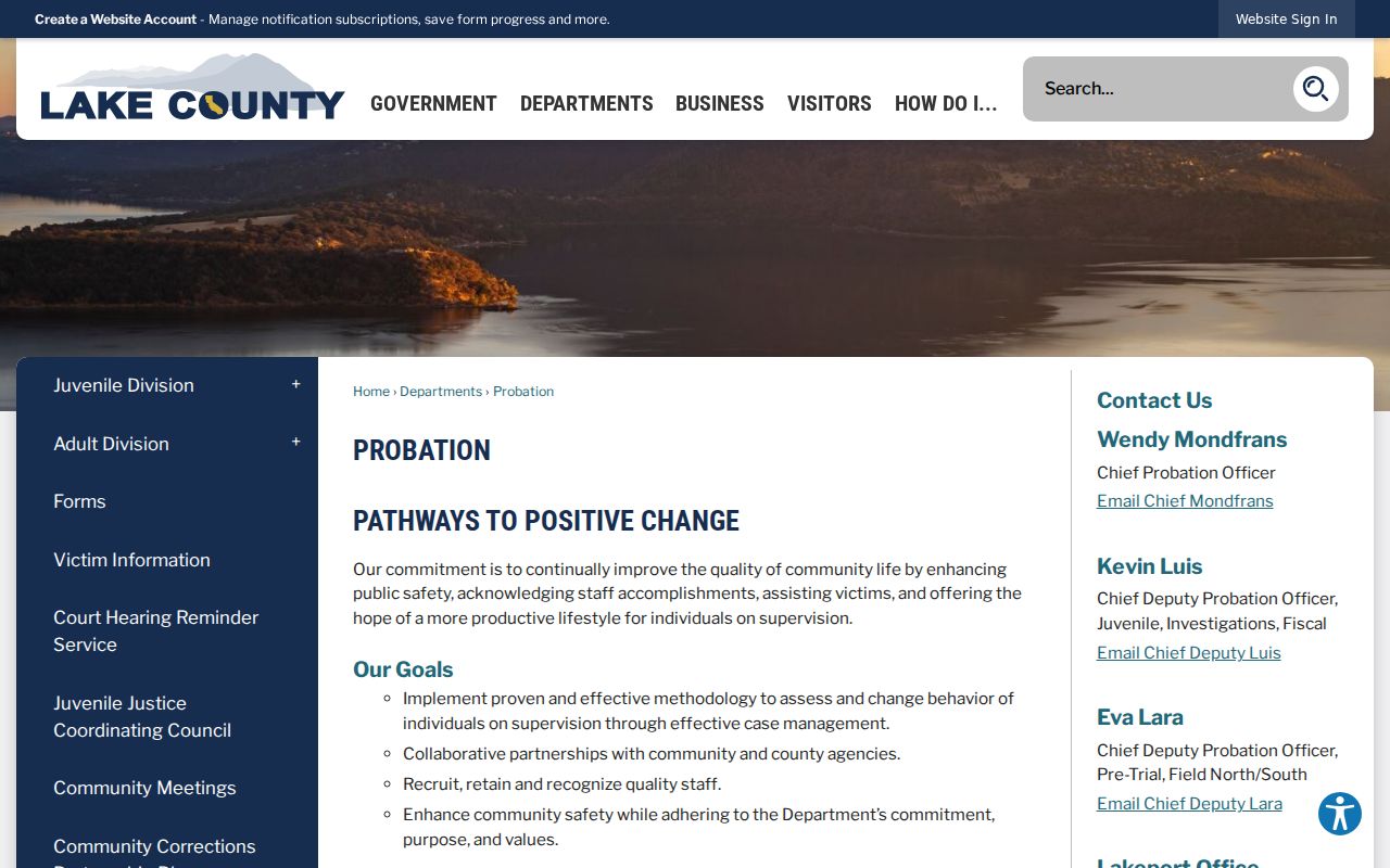 Lake County criminal history Probation office page