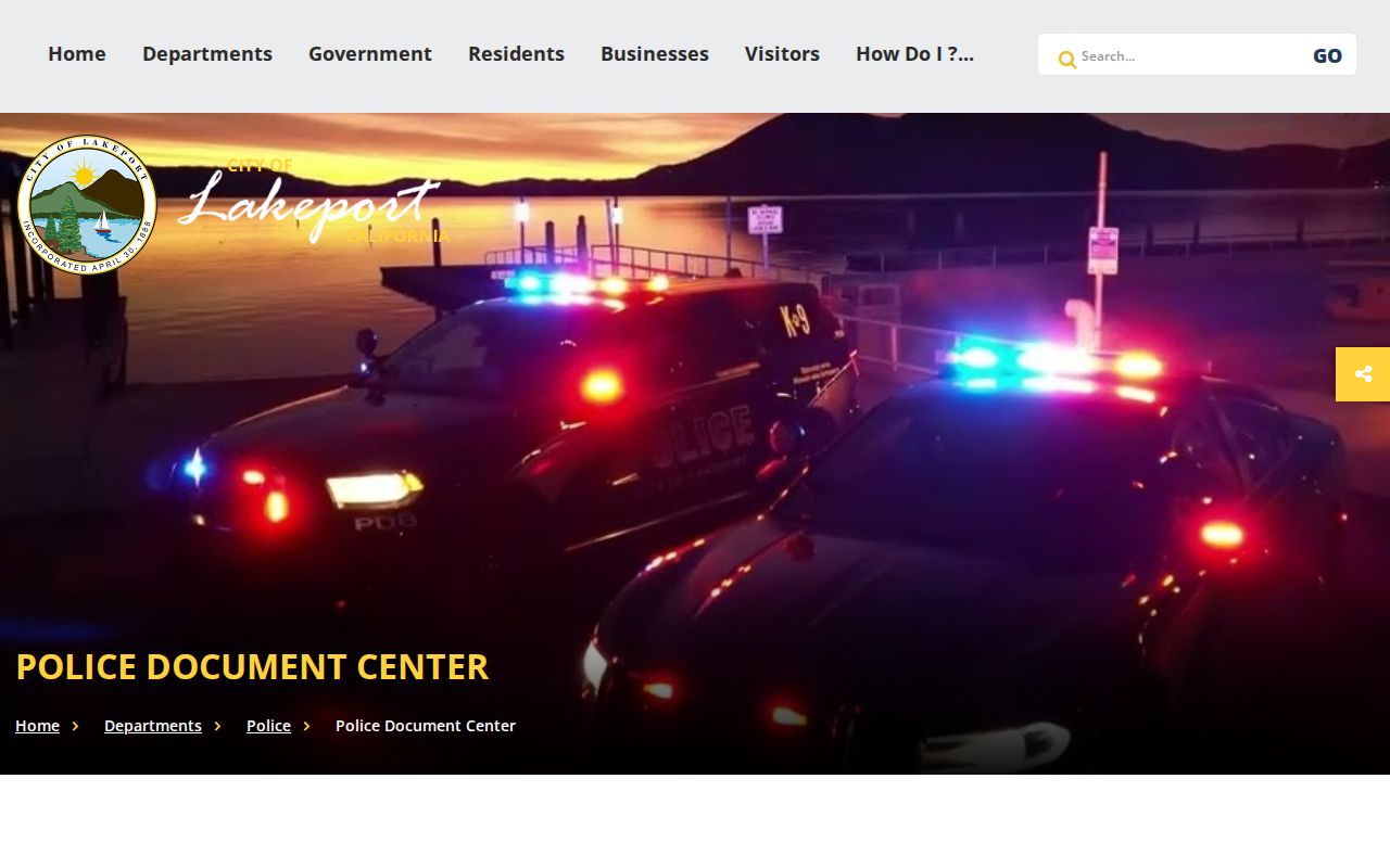 Lakeport criminal records request forms in the police document center