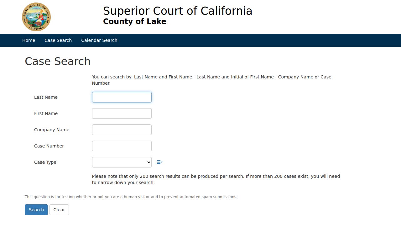 Lake County criminal court cases public search form