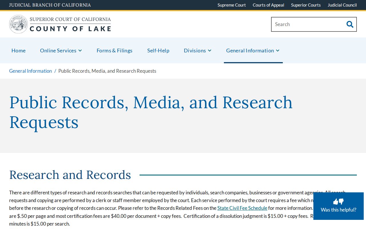 Lake County criminal court cases copy request instructions