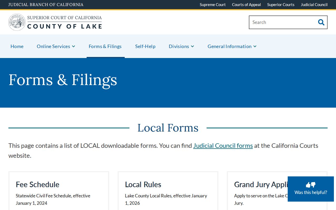 Lake County criminal court cases forms and local rules